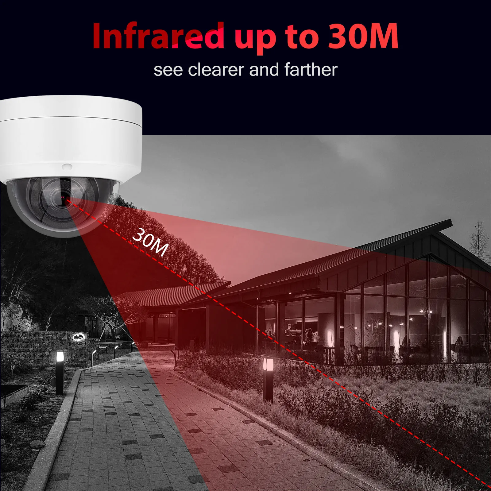 Vikylin Hik Compatible 4K 8MP Mini Dome IR Night Vision Security IP Camera Onvif Mic POE Human Vehicle Detection IP67 Home CCTV