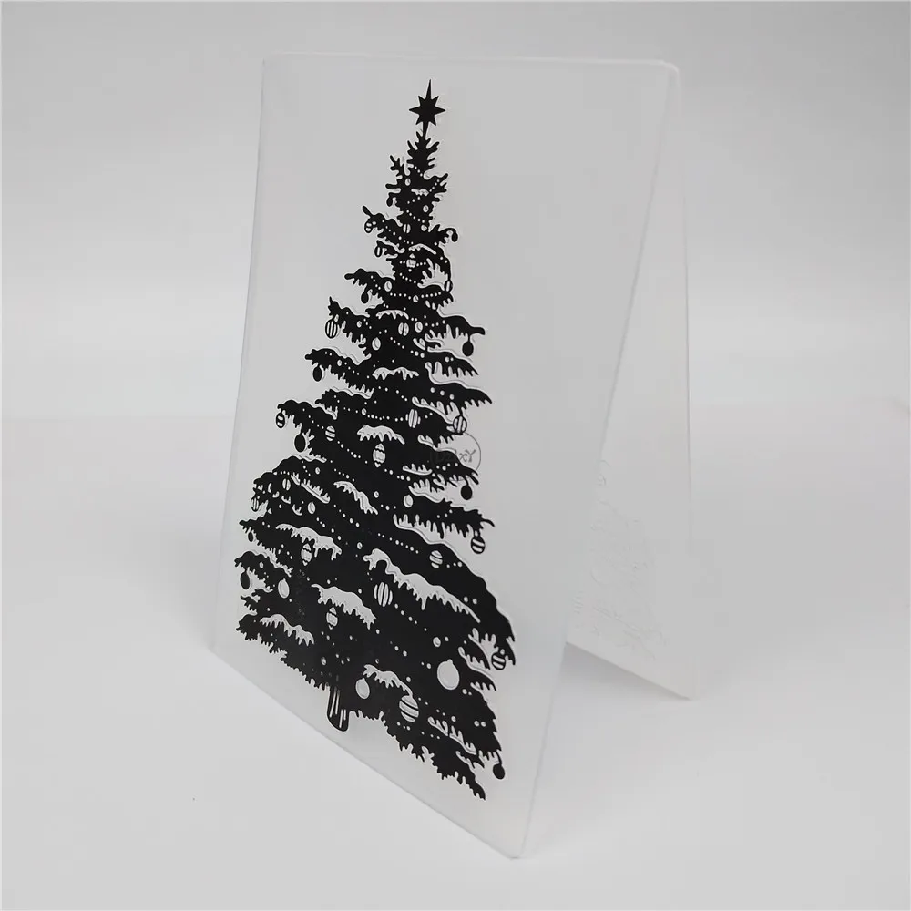 Christmas Tree Backdrop Embossing Folders for Scrapbooking Paper Album Cards Making Supplies 3D Plastic Stencils Crafts