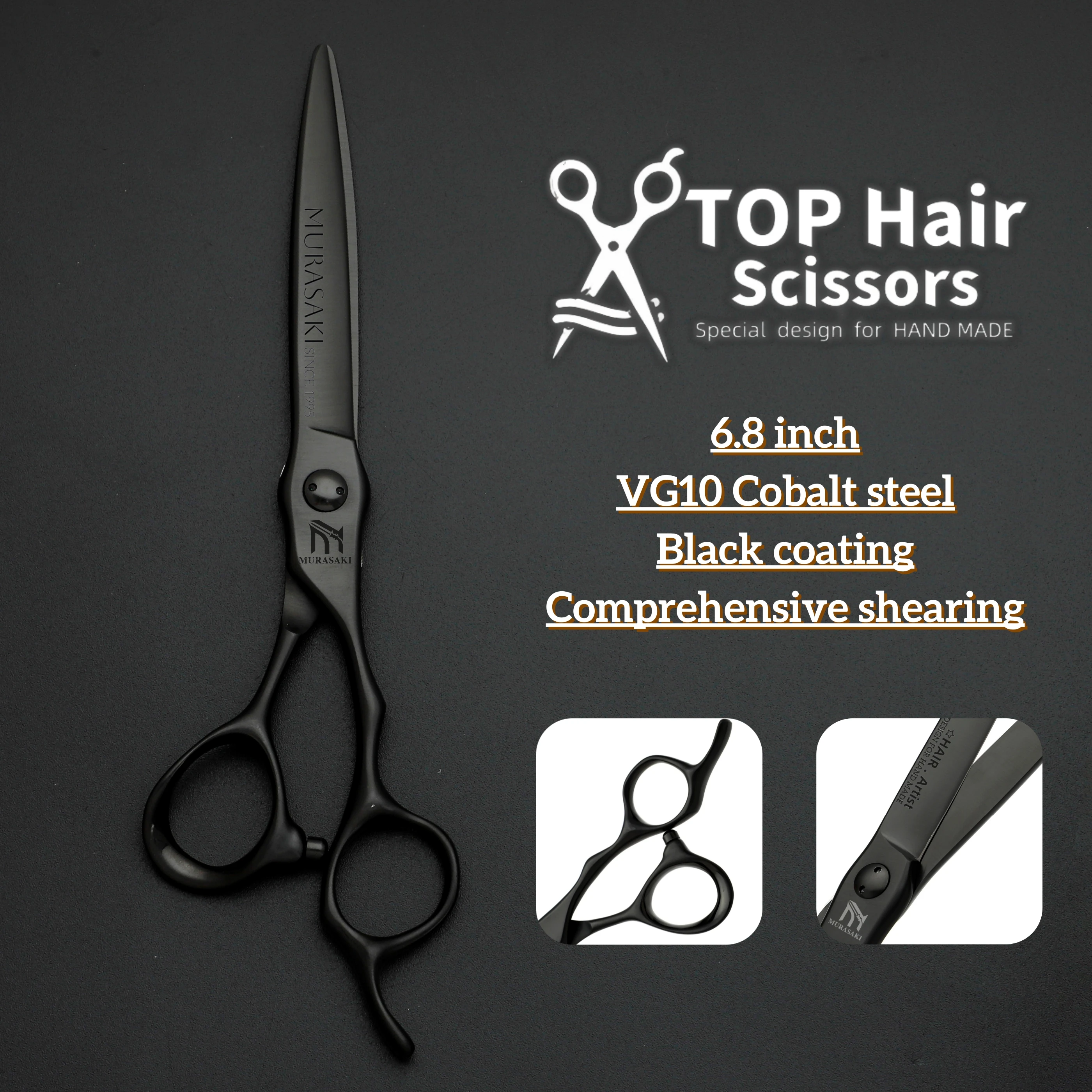 MURASAKI Professionelle Friseurschere, die erstklassige VG10-Haarschneideschere aus Kobaltstahl, 6,2–6,3 Zoll umfassendes Scheren – Detail 10