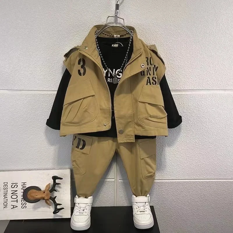 

Boys Autumn Clothing Set Fashionable 2024 New Handsome Boys Spring And Autumn Clothing Trendy Baby Children's Three Piece Set