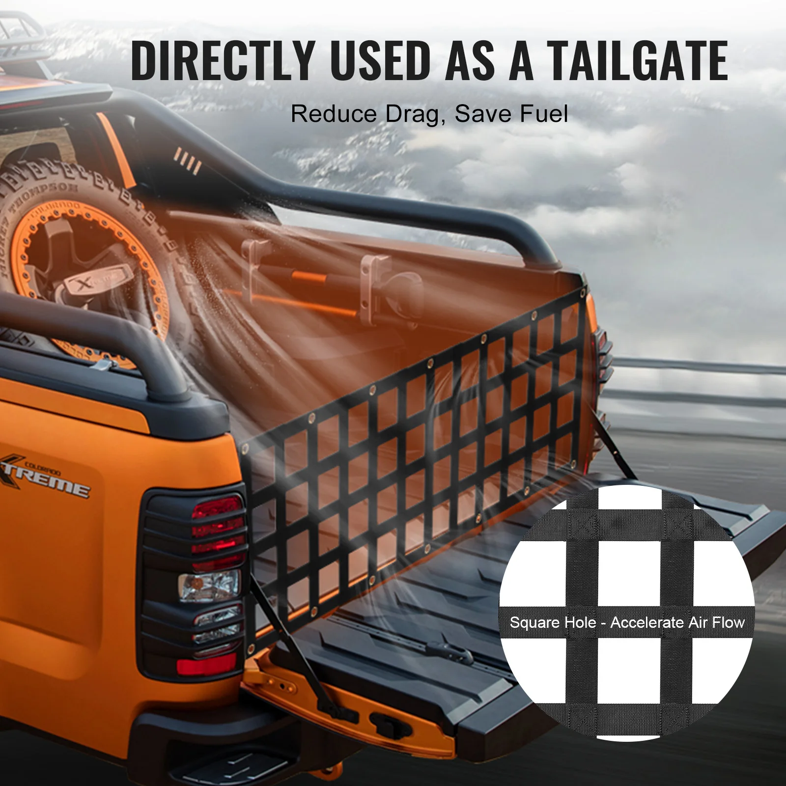 SucceBuy Car Tailgate Net Elastic Rear Cargo Trunk Storage Organizer with 4 Telescopic Straps Luggage Net for Trailer Jeep SUV