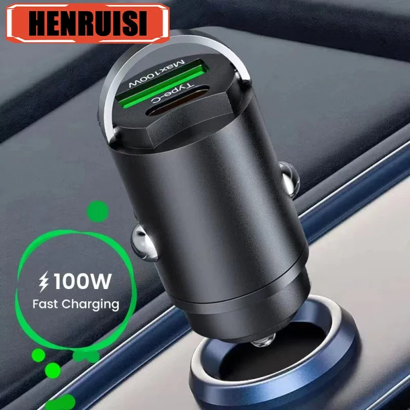 Phone Charger 100W USB Car Charger Dual Port QC3.0 Car Quick Fast Charge For IPhone Xiaomi Huawei Samsung