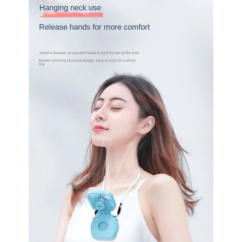 휴대용 미니 선풍기, USB 충전식 화장대 거울 포켓 선풍기, 사무실, 데스크탑, 사각 음소거 선풍기, 야외 행잉 넥 접이식 휴대용 5