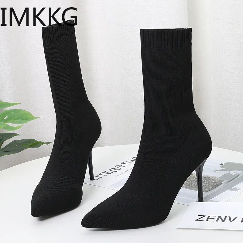 Sexy Sock Boots Knitting Stretch Boots High Heels for Women Fashion Shoes 2021 Spring Autumn Ankle Boots Female Size 42 3