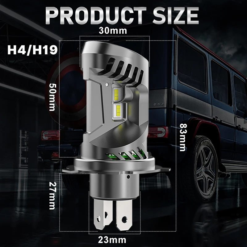 Car LED Headlights H4 H19 300W 12V Mini High-power CSP Chip IP68 Waterproof Headlight Plug and Play 6000K 30000LM 2PCS 1PC