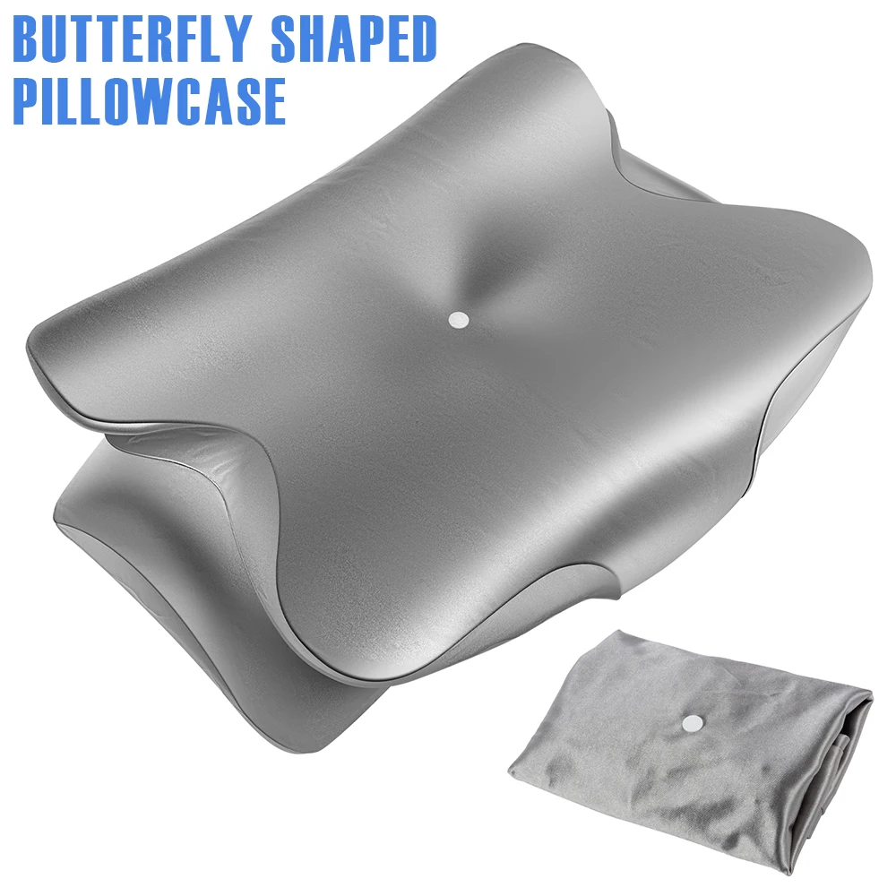Butterfly Shaped Pillowcase Imitation Silk Cervical Neck Pillow Cover with Zipper Smooth Comfortable Contour Pillow Case Cover