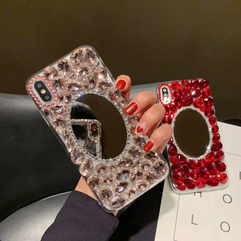 

Luxury Rhinestone Mirror Case for Mobile Phone, Female Cover for Huawei Honor 70 80 90 100 P30 P50Pro P40 8X 9X