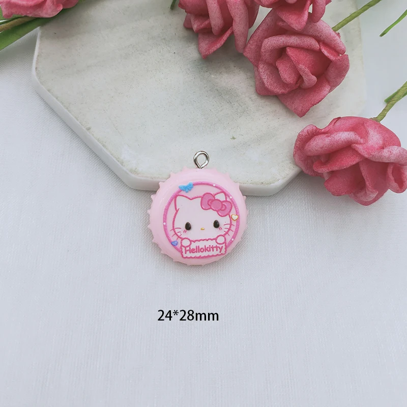 10PCS Cartoon Resin Animal Pendant Cute Bottle Cap Pendant DIY Make Keychain Earrings Necklace Jewelry Charm Accessories
