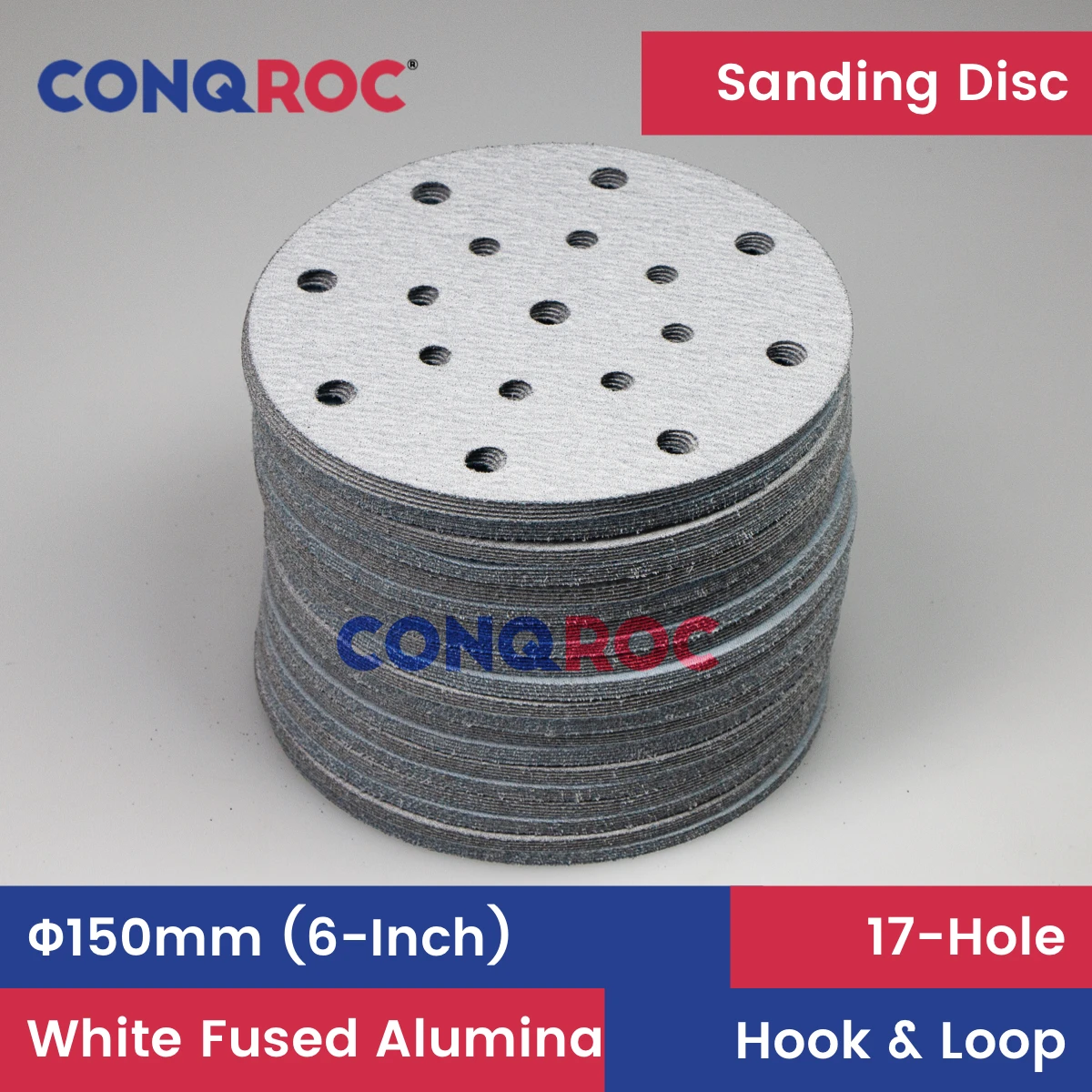 50 Dischi Abrasivi 150mm Grana 60 - Per Levigatrice Orbitale, 6 Fori, Velcro Rinforzato