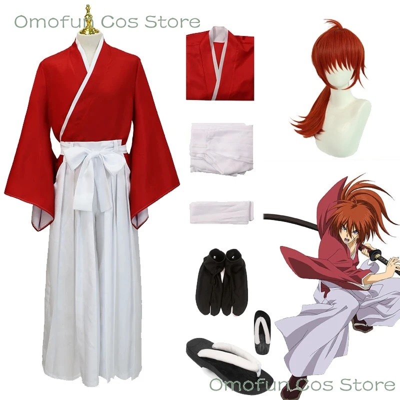 

Костюм для косплея Rurouni Kenshin Himura Kenshin, парик химура, кимоно хаори Кендо, наряд на Хэллоуин, Battosai, Аниме Костюм-униформа