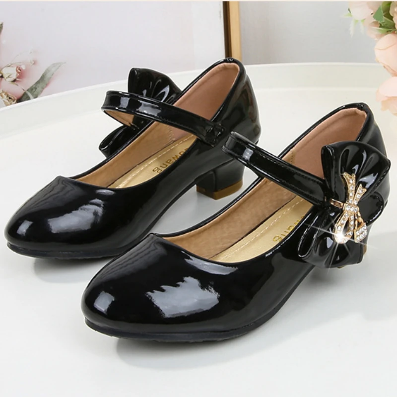 Scarpe Con Tacco Alto Per Bambina - Scarpe Da Principessa In PU, Con Fibbia - Foto 2