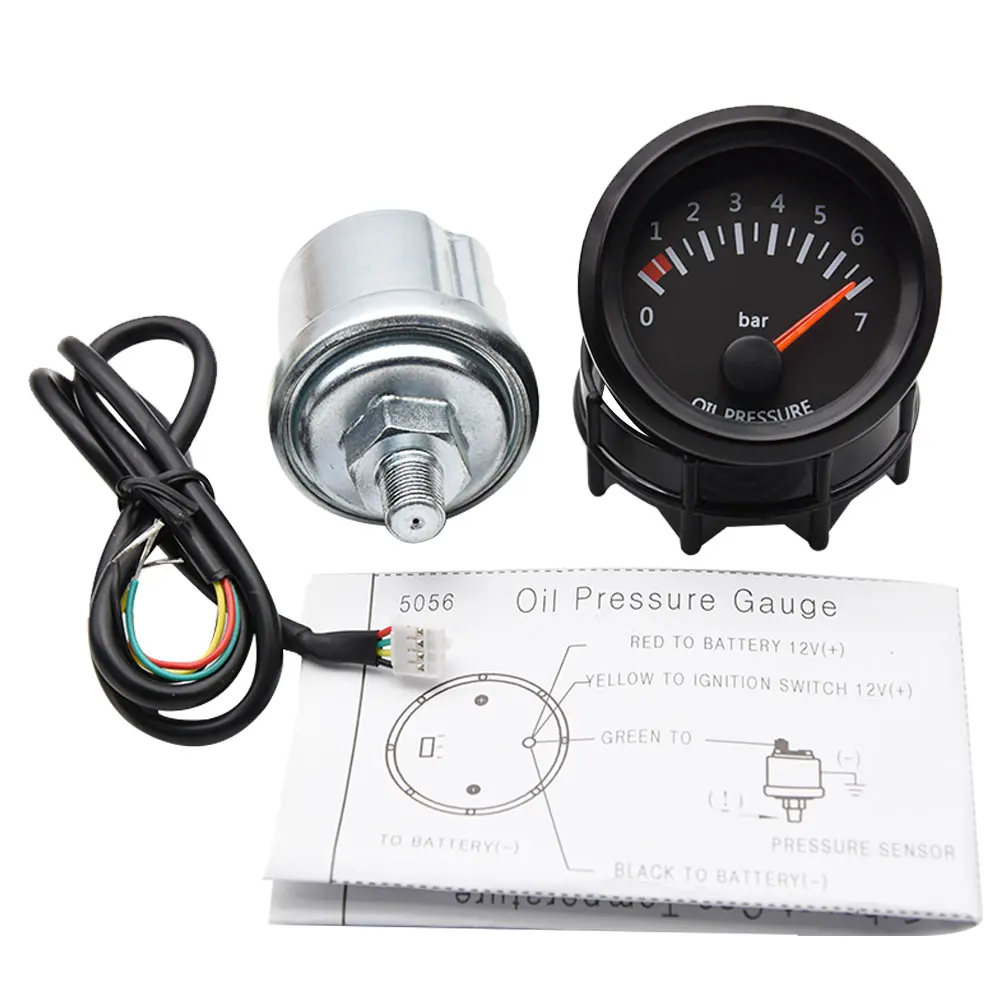 Racing Car Gauge 2" 52mm 12V Auto Car Oil Pressure Gauge