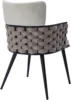 Mid-Century Modern Dining Chairs Set of 2, Handmade Woven Kitchen Chairs, Upholstered Velvet Dining Chairs with Metal Legs for 6
