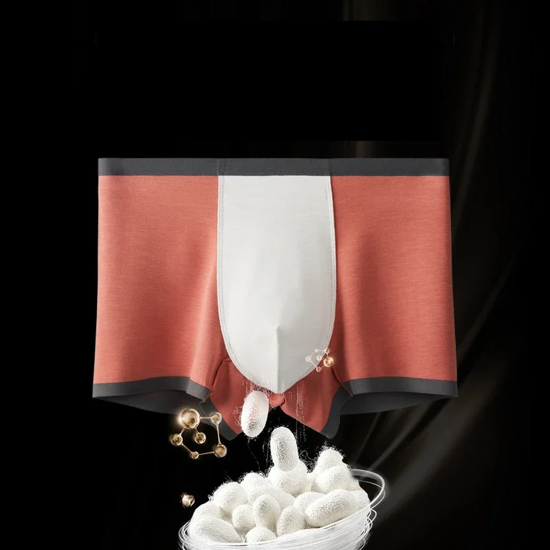 Ice Silke Man Soft Underwear Crotch Pouch Enhancing Super Lingerie Comfortable Cotton Underpants Elastic Scrotum Eczema Boxers 2