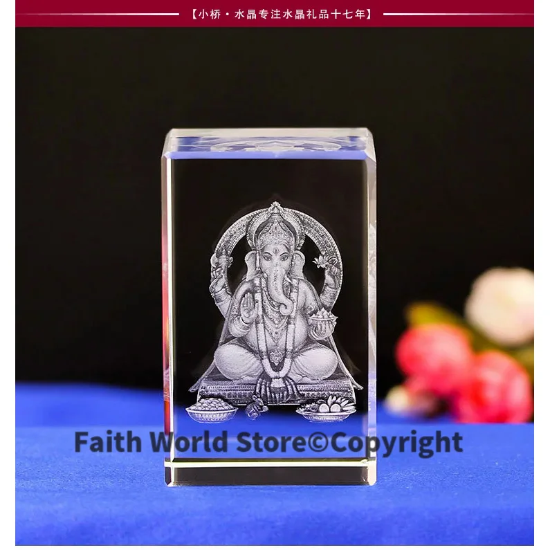 

BEST festival gift # Efficacious HOME family Asia Talisman Thailand India Japan 3D Ganesha GANESH God BUDDHA Crystal statue