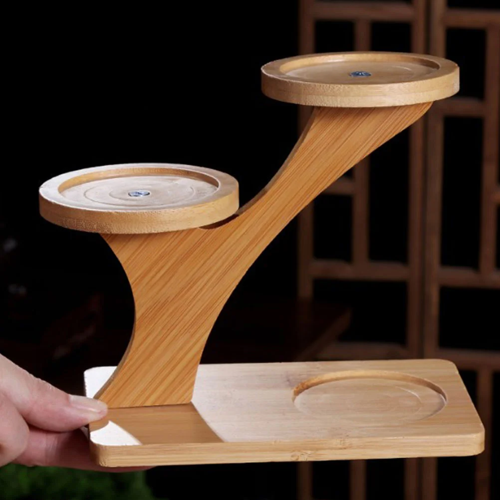 

2 Pcs Bamboo Tray Plant Accessories Indoor Tabletop Display Stand Shelves Base Corner Stands for Plants Shelf