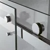 Stainless Steel Black Frame Bathroom Shower Door Rectangular Waterproof Tempered Glass Bypass Shower Door With Handle 4