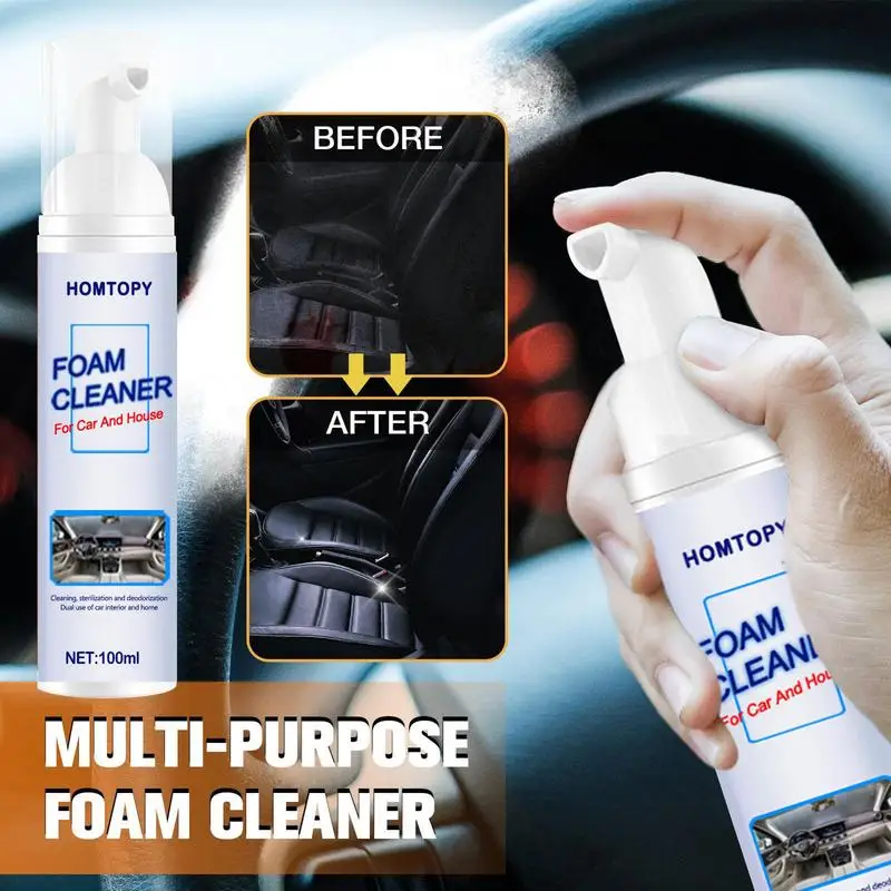 

100ML Multipurpose Foam Cleaner Spray For Car And House Lemon Flavor Leather Decontamination Cleaning Interior Ceiling Seat