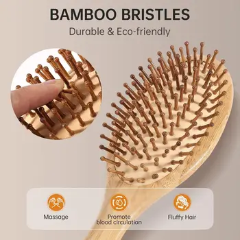 Bamboo Paddle Hair Brush – Eco-Friendly Wooden Comb with Massage Bristles