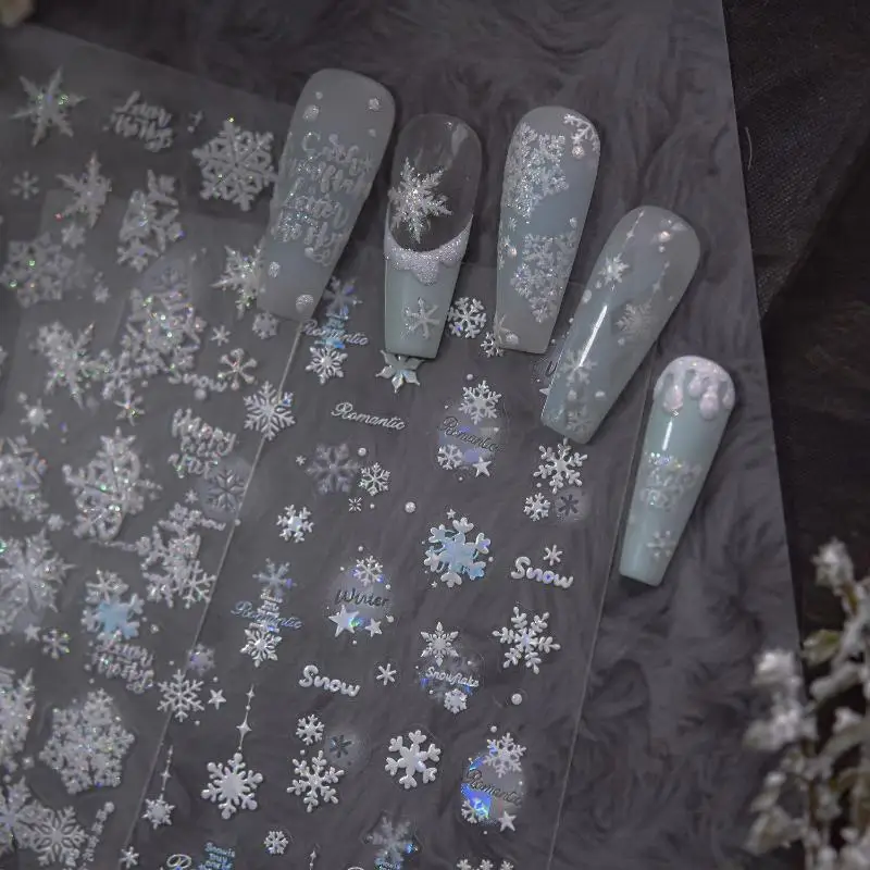 Exquisite Christmas Snowflakes Crystal Ball Nail Art Stickers DIY Nail Art Decoration Nail Accessories New Year Manicure Decals