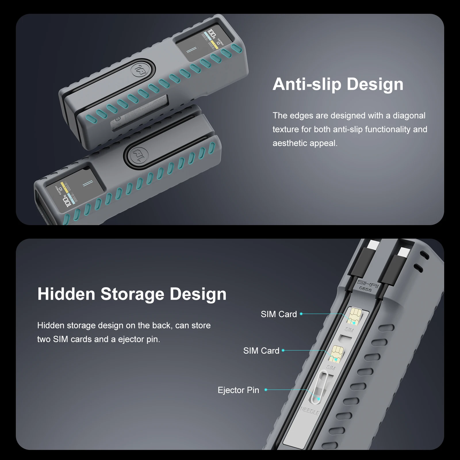 Cable Storage Bag Power Bank Case Silicone Case for CUKTECH No.10 Power Bank Fast Charger Anti-Lost Sim Card Eject Pin Needle Storage Case USB C Cable Organizer