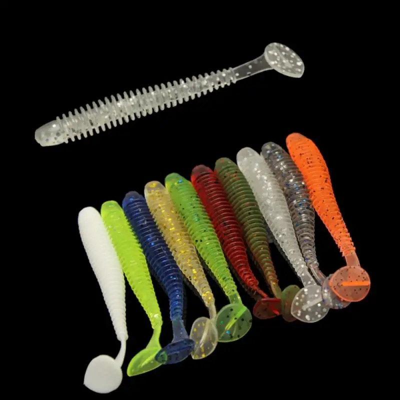 Screw Soft Worm T Tail Soft Bait Jig Wobblers Fishing Lure Double Color Silicone Aritificial Baits Bass Pike Pesca Tackle