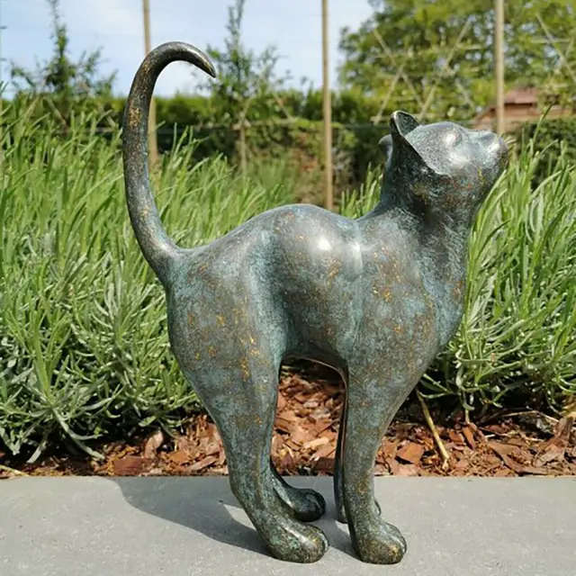 Statue de chat en r sine Bronze Sculpture d ext rieur d coration de maison jardin