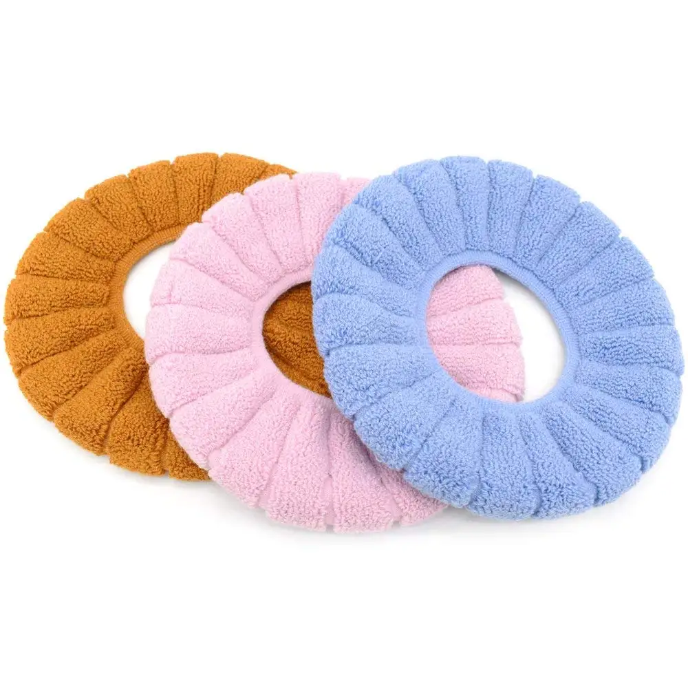 Winter Warm Toilet Seat Cover Washable Bathroom Toilet Pad Cushion With Handle Thicker Soft Mat Knitting Warmer Closestool Mat