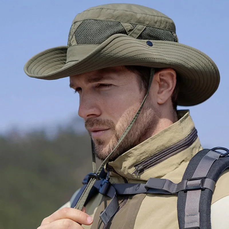 Pălărie de soare pliabilă pentru bărbați, cu protecție UV, respirabilă, pentru drumeții, plajă, vară, Safari, vânzare fierbinte, 1 buc_voghion.com
