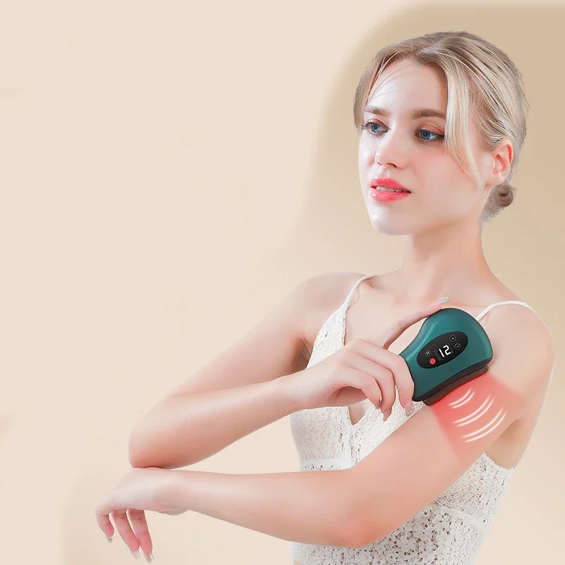 Electric Guasha Massager Hot Compress Massager Stone Heating Vibration Scraping Neck Face Body Skin Lifting Removal Wrinkle Tool