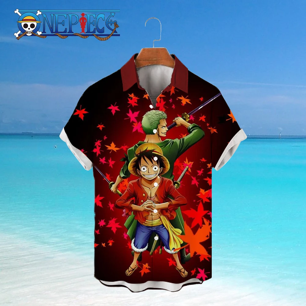 

Elegant Shirt Man Hawaii One Piece Social Oversize Monkey D Luffy Mens Clothes Short Sleeve Men's Shirts Blouses Streetwear Tops