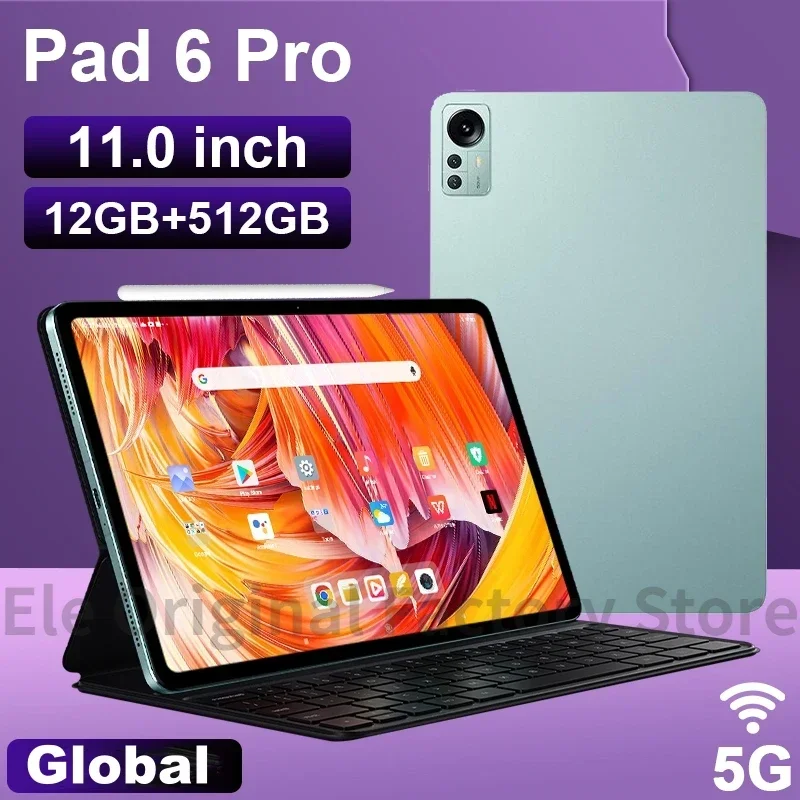 

Pad 6 Pro Original Global Version Tablet Android 16GB+1TB Snapdragon 870 Cell Tablette PC 5G Dual SIM Card or WIFI HD 4K Tablet
