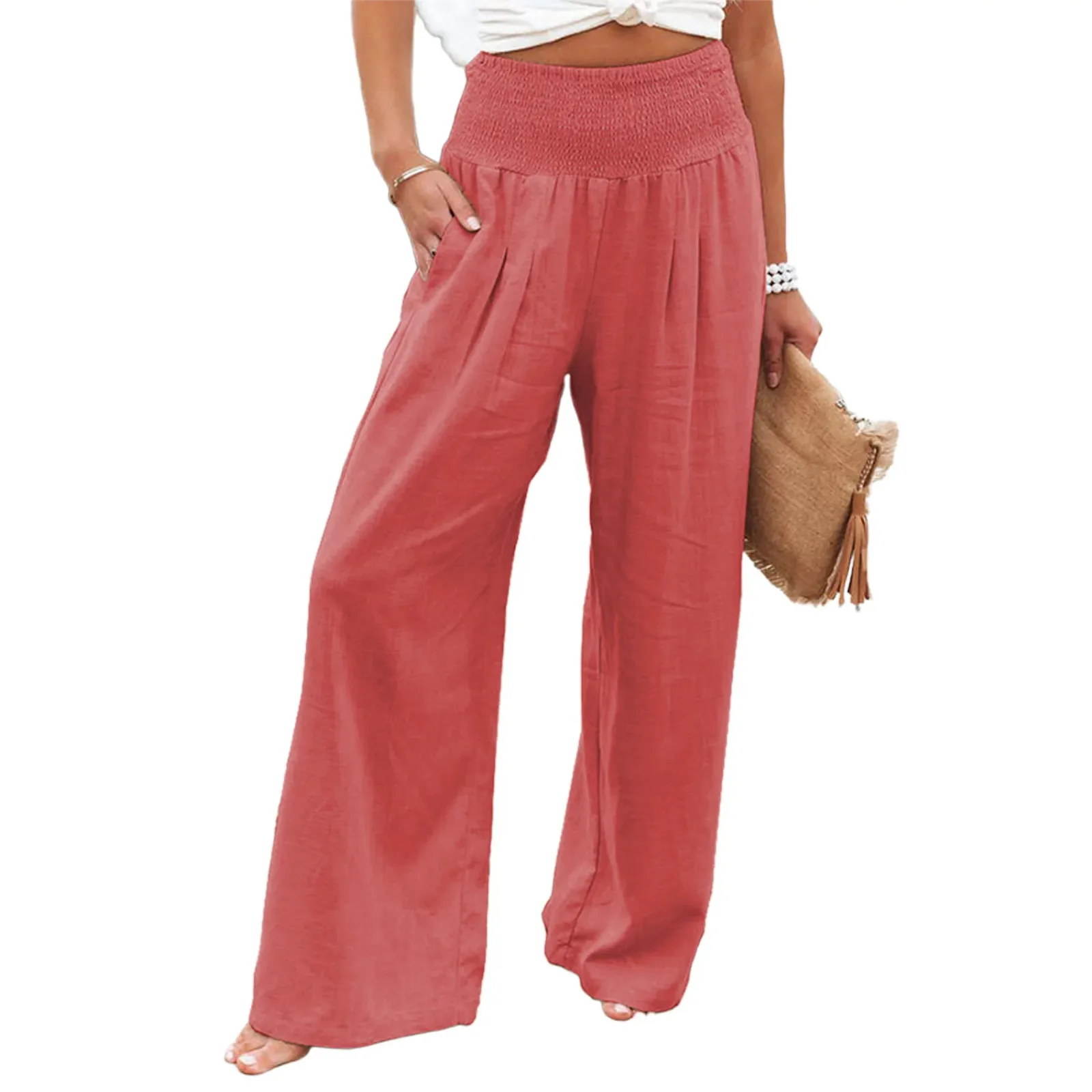 

Elegant Women's Pants 2023 Y2k Vintage Solid Casual Straight Leg Loose Wide Leg Large Size Trousers Pantalones Holgados Mujer