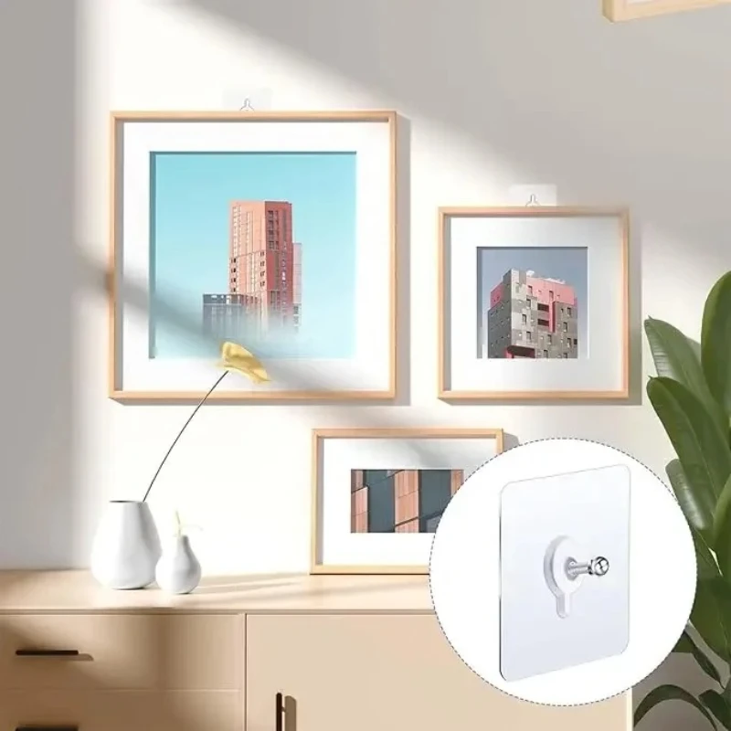 5pcs Seamless Screw Patches, No Drilling, Waterproof, Durable Wall Storage Hooks, Self-adhesive Hooks for Mural Photo Frames 5