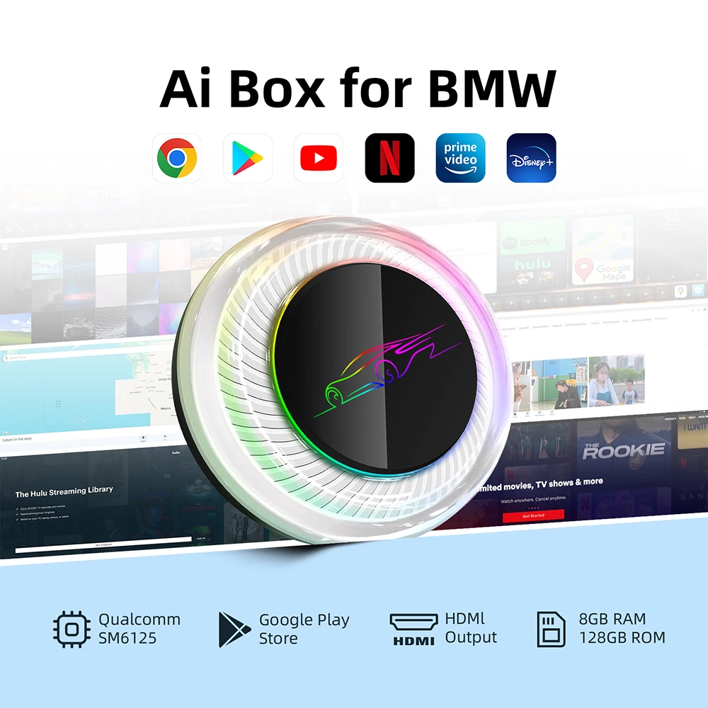 Wireless AI Box for BMW or Other Cars with Wireless CarPlay Android 13 System 8GB RAM 128GB ROM Dual WiFi 4G SIM and HDMI Output — view 4