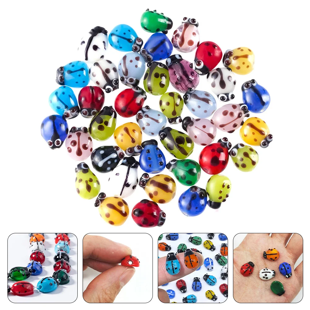 

50Pcs Ladybug Diy Beads Manual Jewelry Beads Stylish Craft Beads Exquisite Beads Decor