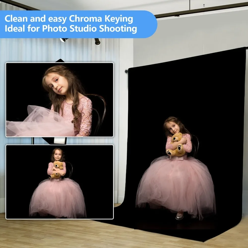 Pure Black Photography Backdrop - Seamless Collapsible Screen