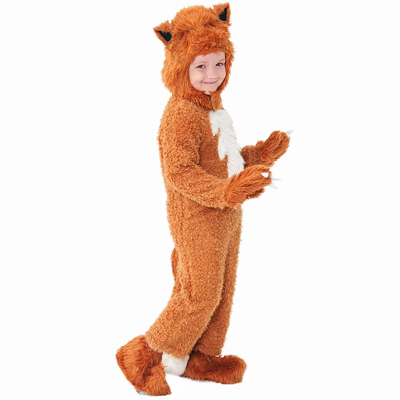 Kids Lion & Fox Costume Set Plush Animal Clothes Outfits Children Party Dress - Up Suits