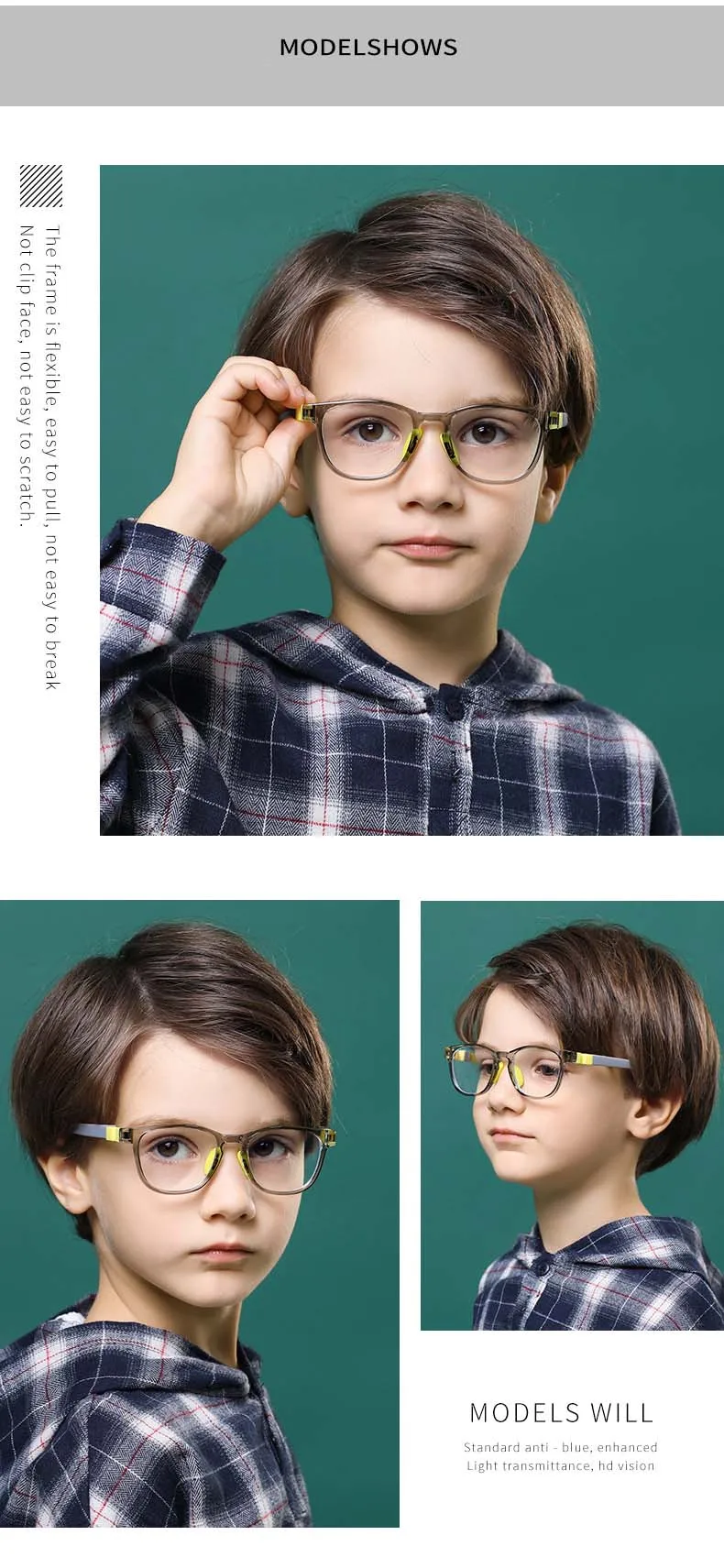 54677 Anti-Blaulicht-Brille für Kinder, Jungen, Brillengestell, Tr90, Computer- und Telefonbrille, Myopie, optische Brillengestelle – Detail 12