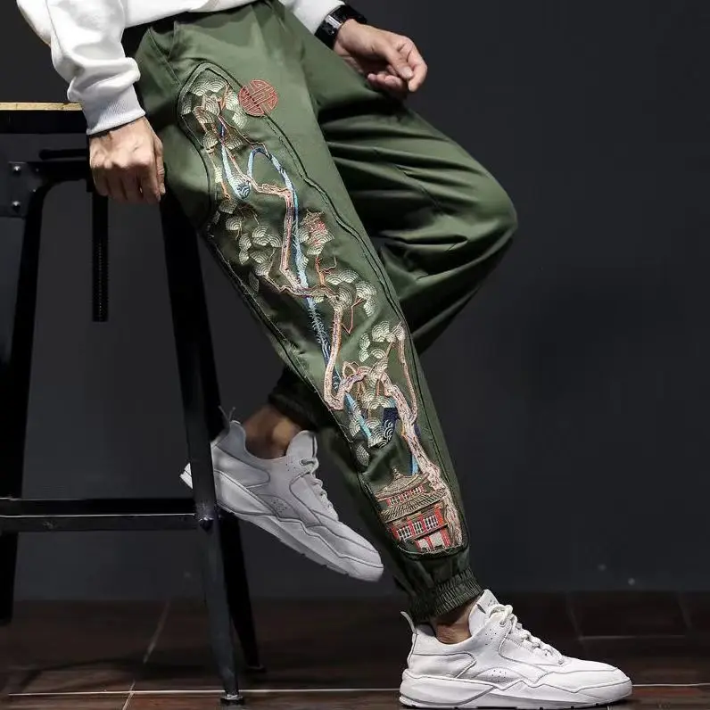 

Men's Long Pants, Heavy Industry Embroidery, Retro Loose Casual Pants, Fashionable Tight Feet Pants, Small Feet Harlen Pant