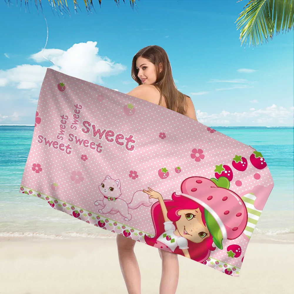 Strawberry Shortcake Microfiber Blanket Quick Drying Beach Towels Oversized Printing Super Absorbent Pool Towel Blanket 3