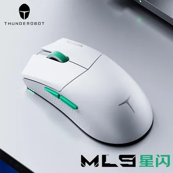Thunderobot 무선 게임용 마우스, ML903 NearLink 4K 2.4G, 화이트 경량, 3 가지 모드 블루투스, 8K 유선 게임 마우스