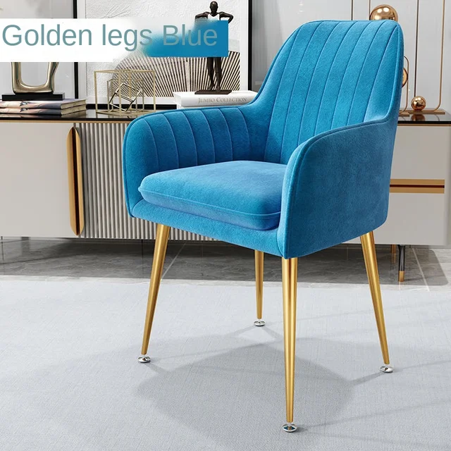Nordic Ins Chair Home Internet Celebrity Makeup Dressing Table Stool Backrest Girly Bedroom Simple Manicure Light Luxury Chair Titanium-Blue