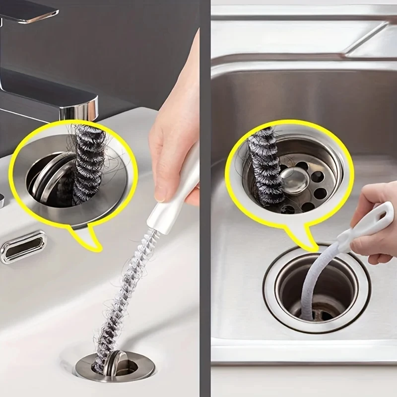Pipe Dredging Brush Bathroom Hair Sewer Sink Cleaning Brush Drain Cleaner Flexible Cleaner Clog Hole Remover Cleaning Tools
