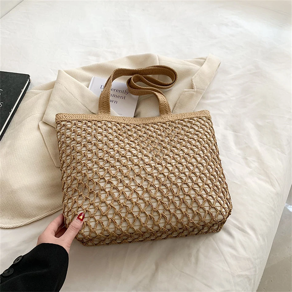 2023 Women Handbag Summer Beach Bag Rattan Woven Basket Bag Knit Straw  Shoulder Bag Large Capacity Totes Bohemia New Shopper Bag - AliExpress