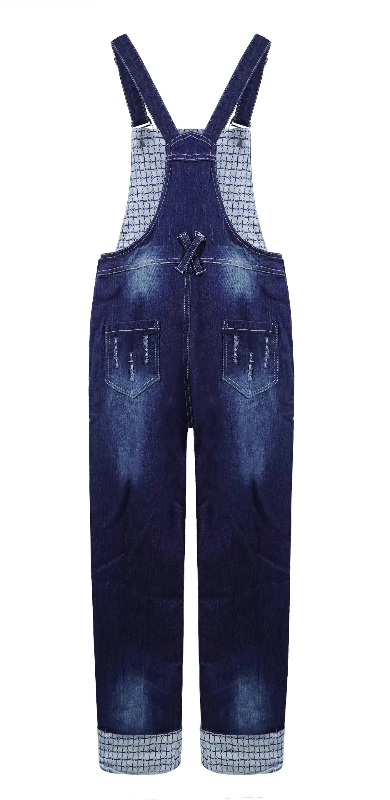 KIDSCOOL SPACE Boy Overalls,Big Pocket Ripped Adjustable Casual Denim Workwear,Blue