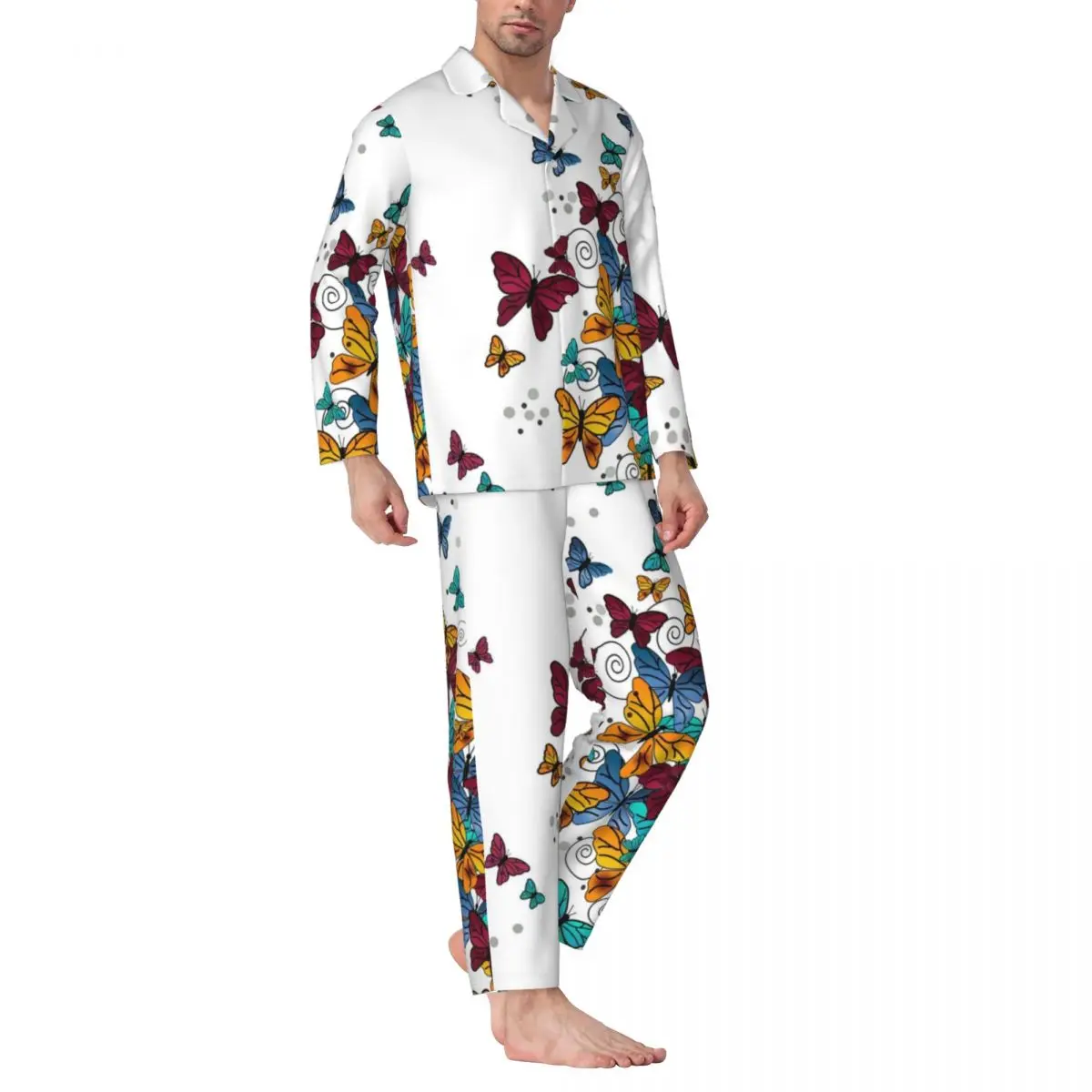 

Fly Away Butterfly Pajama Sets Spring Lots of Butterflies Freedom Warm Room Sleepwear Unisex 2 Pieces Vintage Custom Nightwear