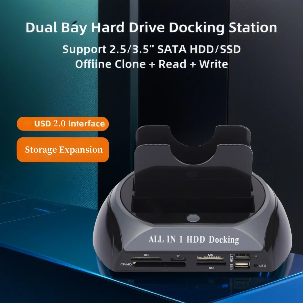 Dual-Bay Docking Station USB 2.0 Hard Drive