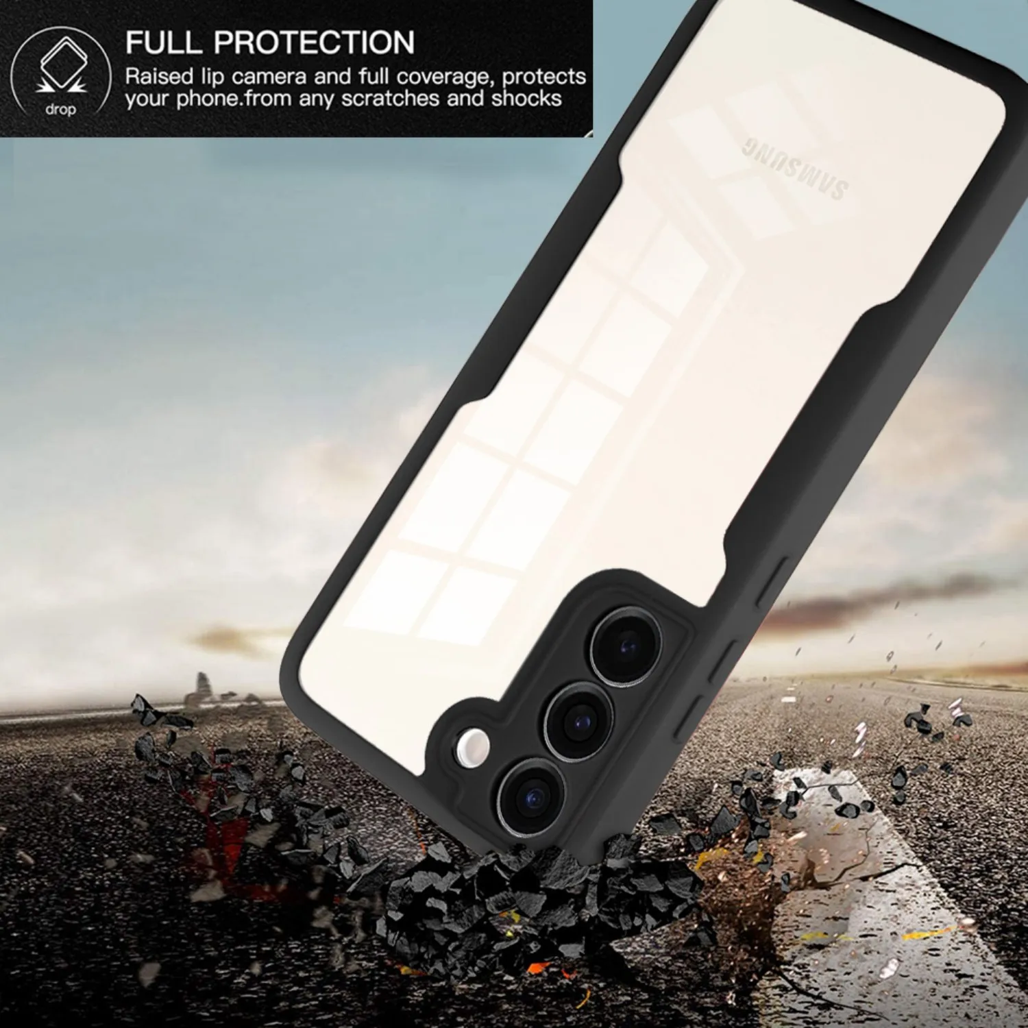 360° Shockproof Transparent Phone Case with Built-in Screen Protector