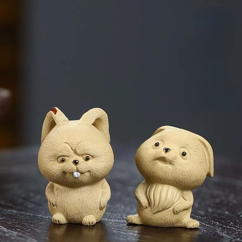 

1 PCS Yixing Purple Clay Small Tea Pet Rabbit Figurine Ornament Boutique Tea Accessories Crafts Home Tea Decoration
